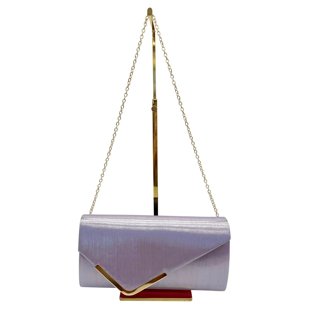 Light Lilac Coloured Clutch Bag with Gold Trim