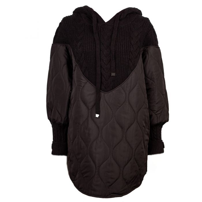 Black Cable Knit Quilted Jumper