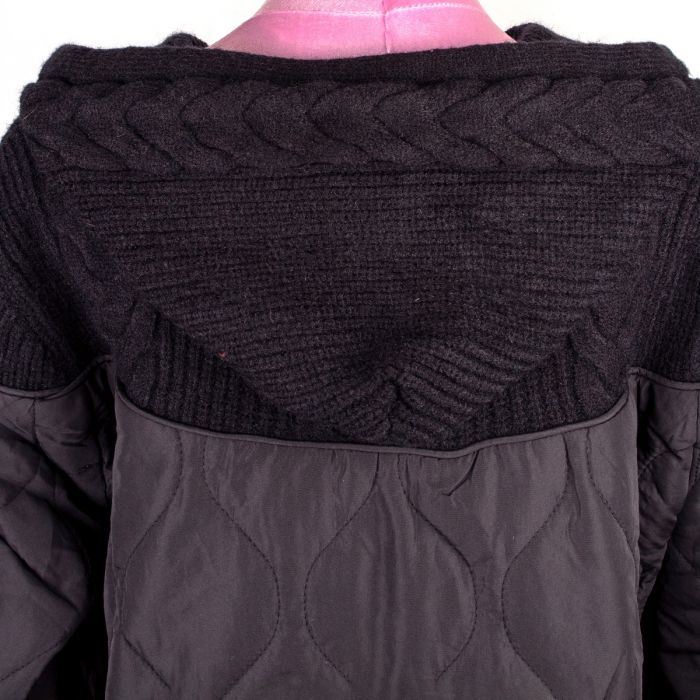 Black Cable Knit Quilted Jumper