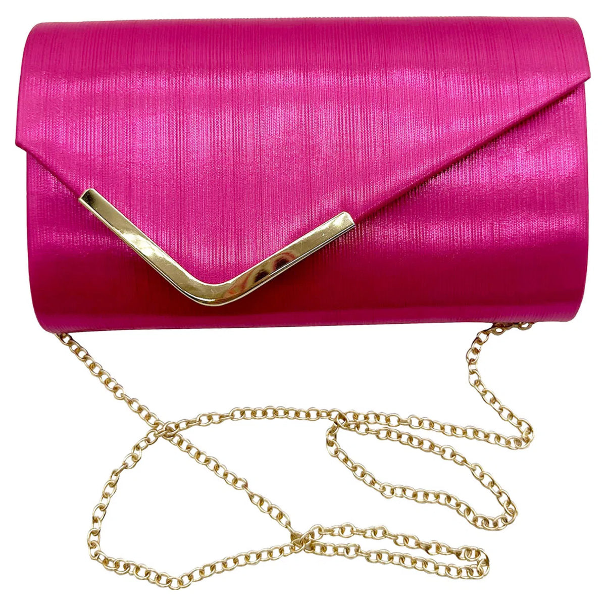 Fuchsia  Clutch Bag with Gold Detail