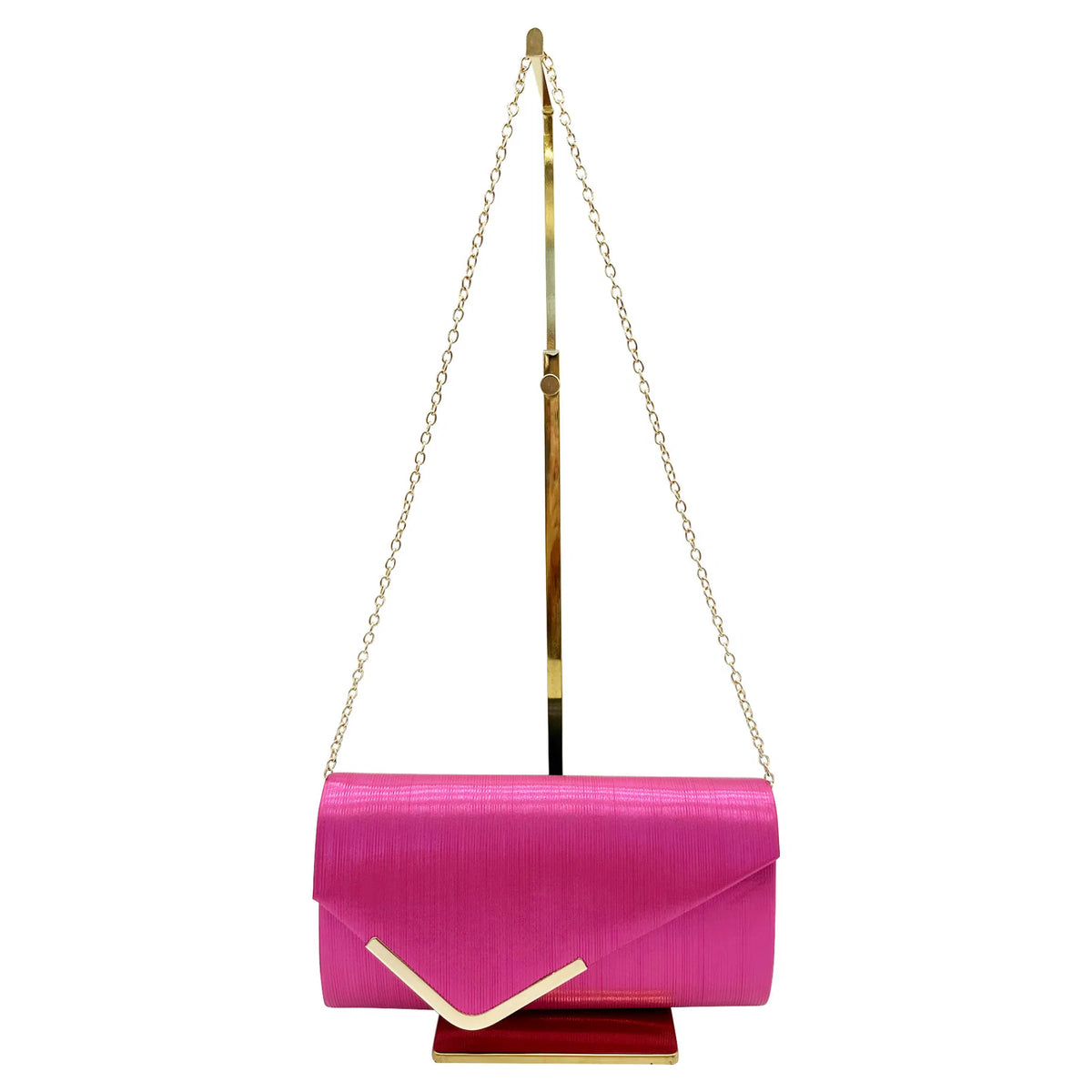 Fuchsia  Clutch Bag with Gold Detail