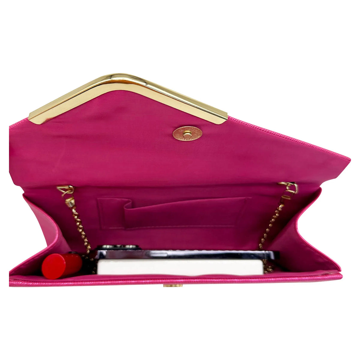 Fuchsia  Clutch Bag with Gold Detail