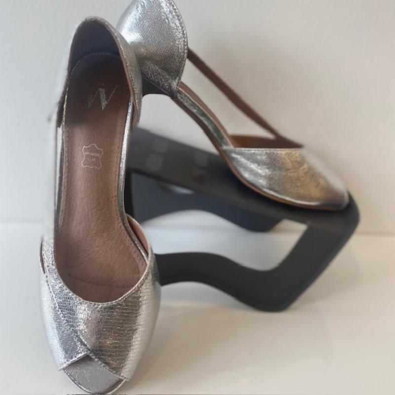 Silver peep toe shoes on sale